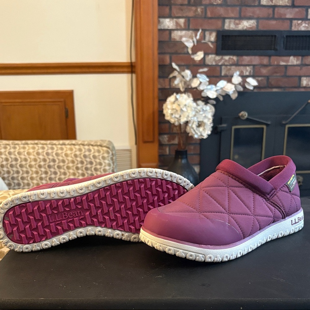 L.L. Bean Women's Quilted Slip-On Slippers - Purple